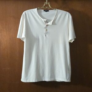 Burberry London Half Button White Henley Tshirt